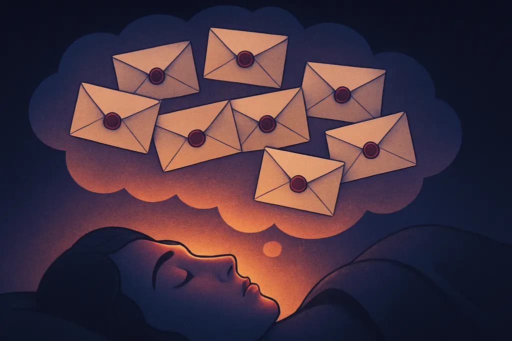 Dream illustration: many sealed envelopes in a dream