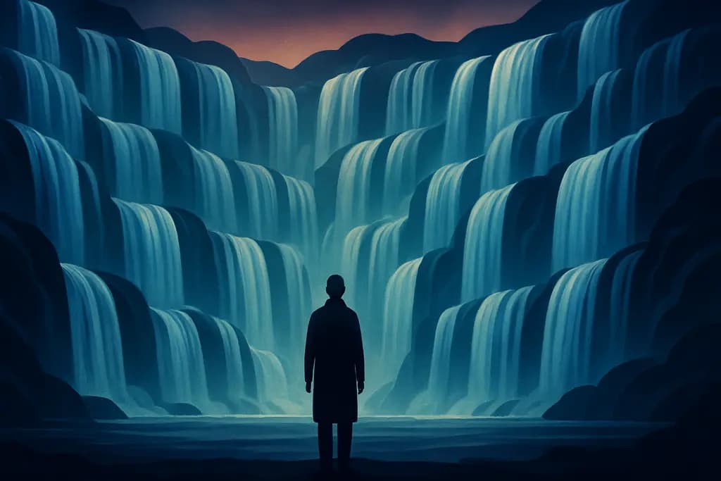 Dream illustration: many waterfalls