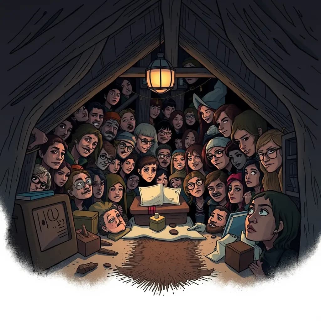 Dream illustration: Memory attic full of faces