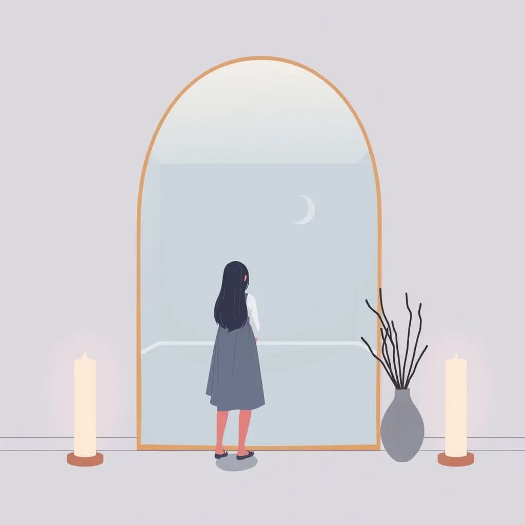 Dream illustration: Mirror reflects empty room