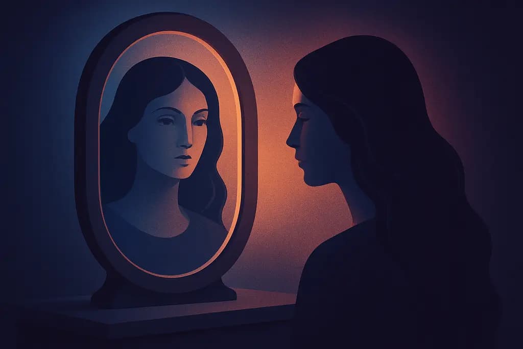 Dream illustration: Mirror showing someone else