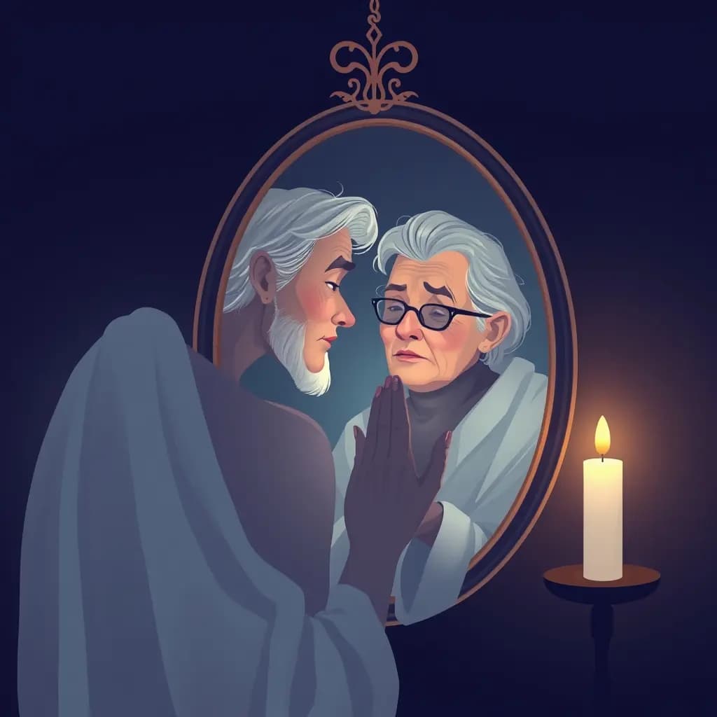 Dream illustration: Mirror shows older self