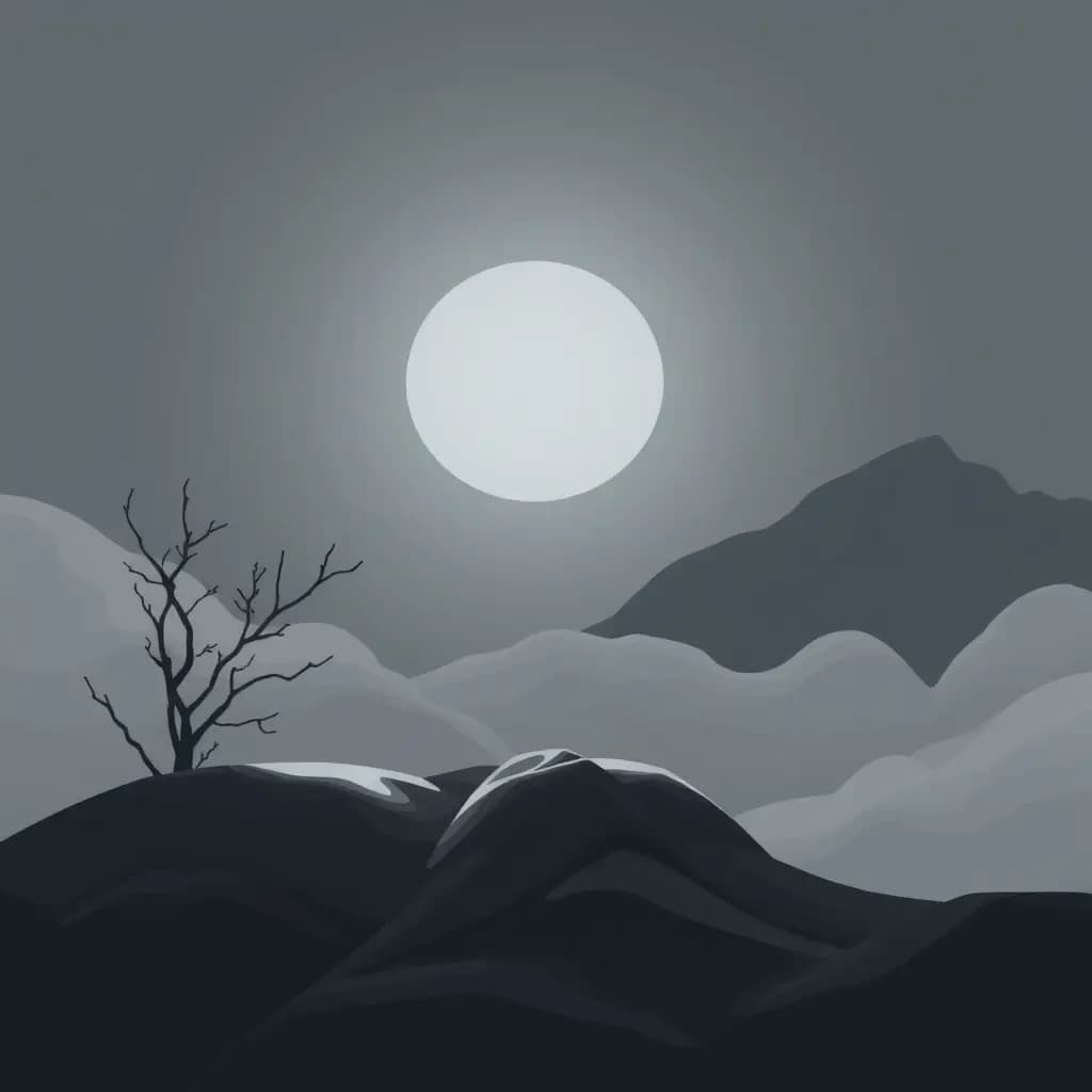Dream illustration: Monochrome gray scene