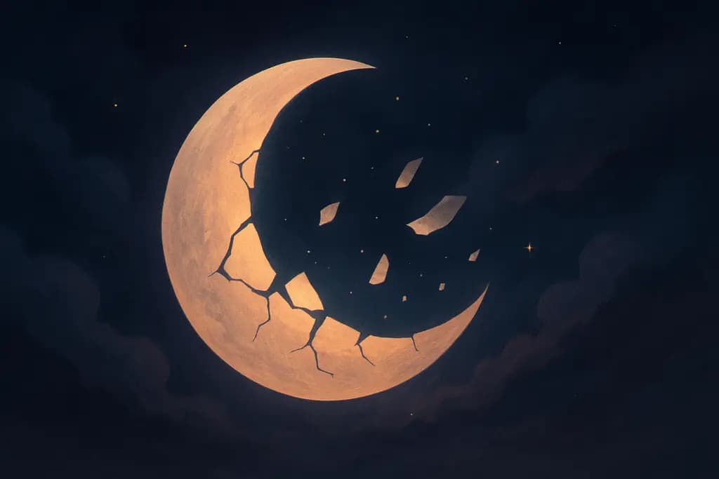 Dream illustration: Moon breaking apart