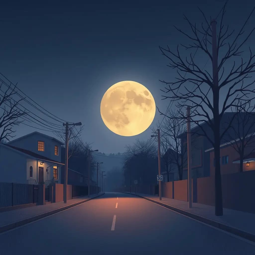 Dream illustration: Moon shadow covering street