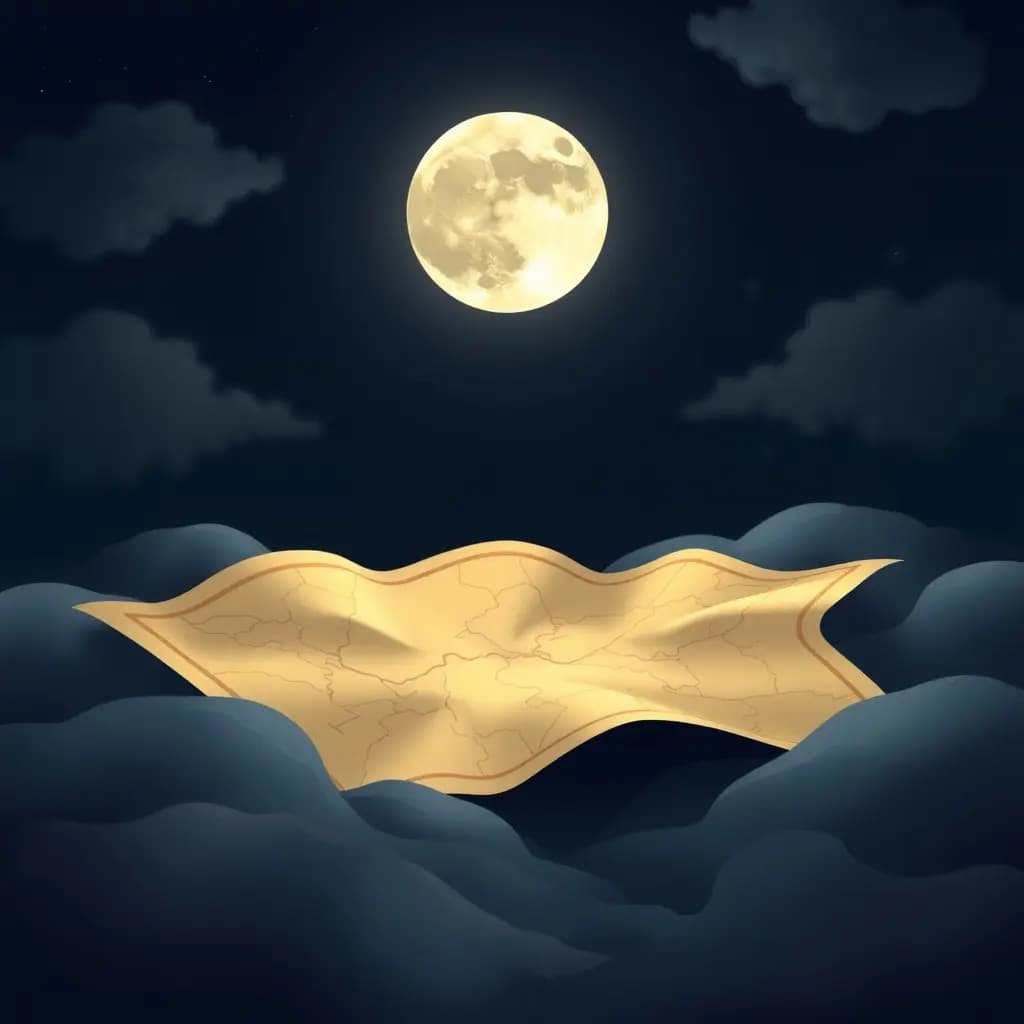 Dream illustration: Moonlight revealing a map