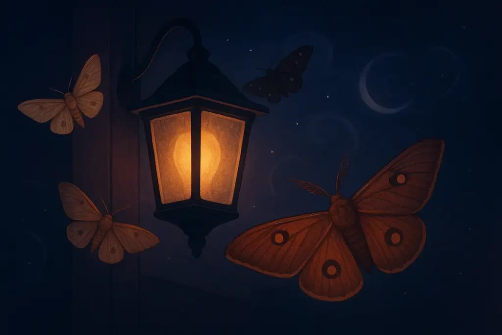 Dream illustration: Moths around a porch light