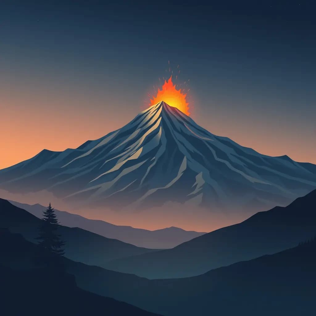 Dream illustration: Mountain erupting in distance