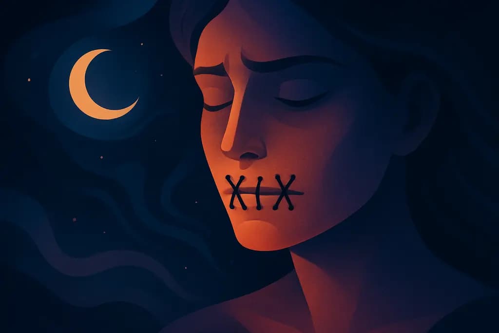 Dream illustration: Mouth sewn shut