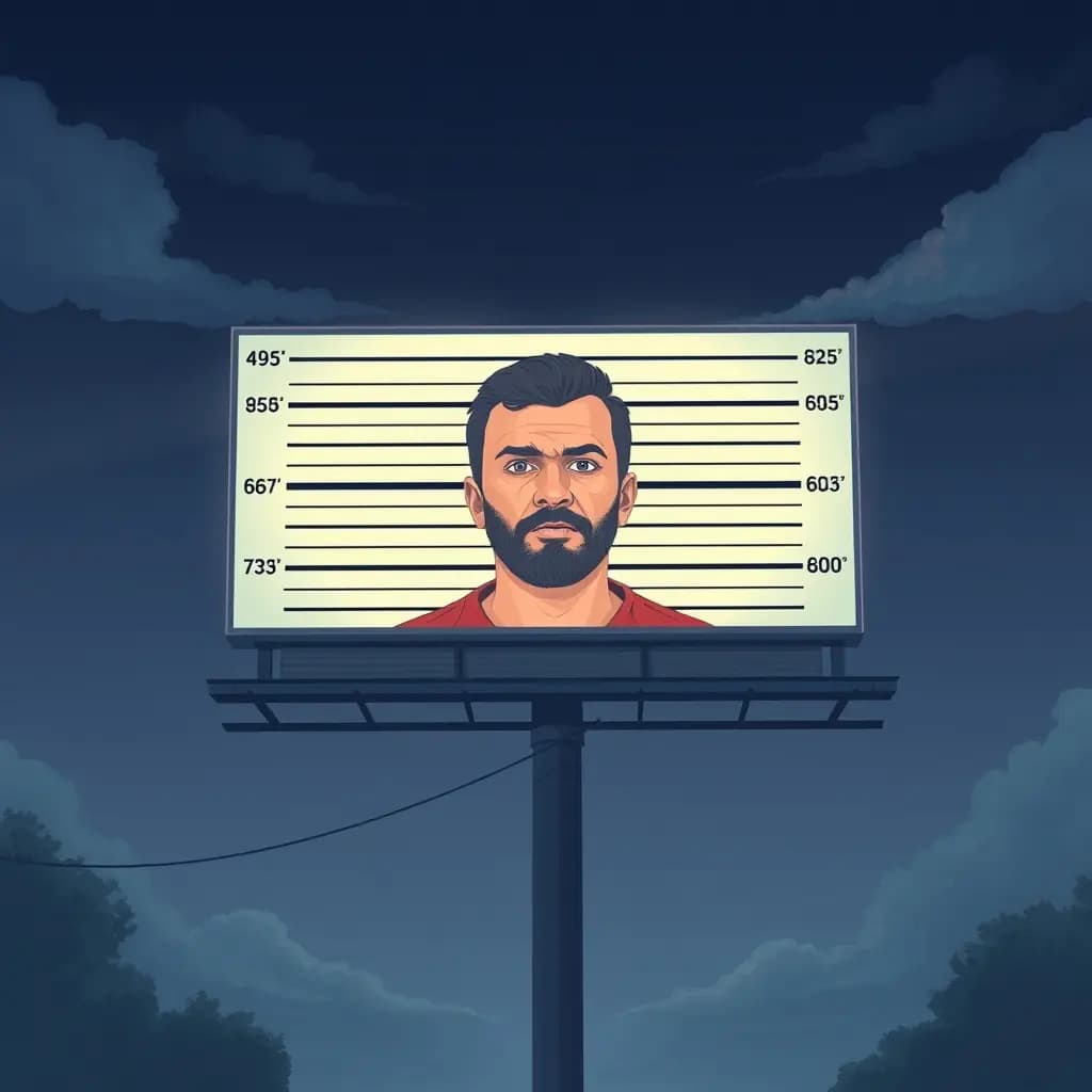 Dream illustration: Mugshot on a billboard
