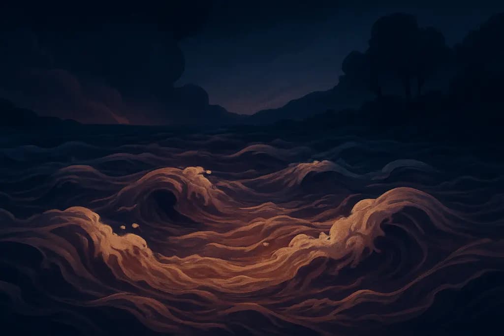 Dream illustration: murky rapid floodwaters