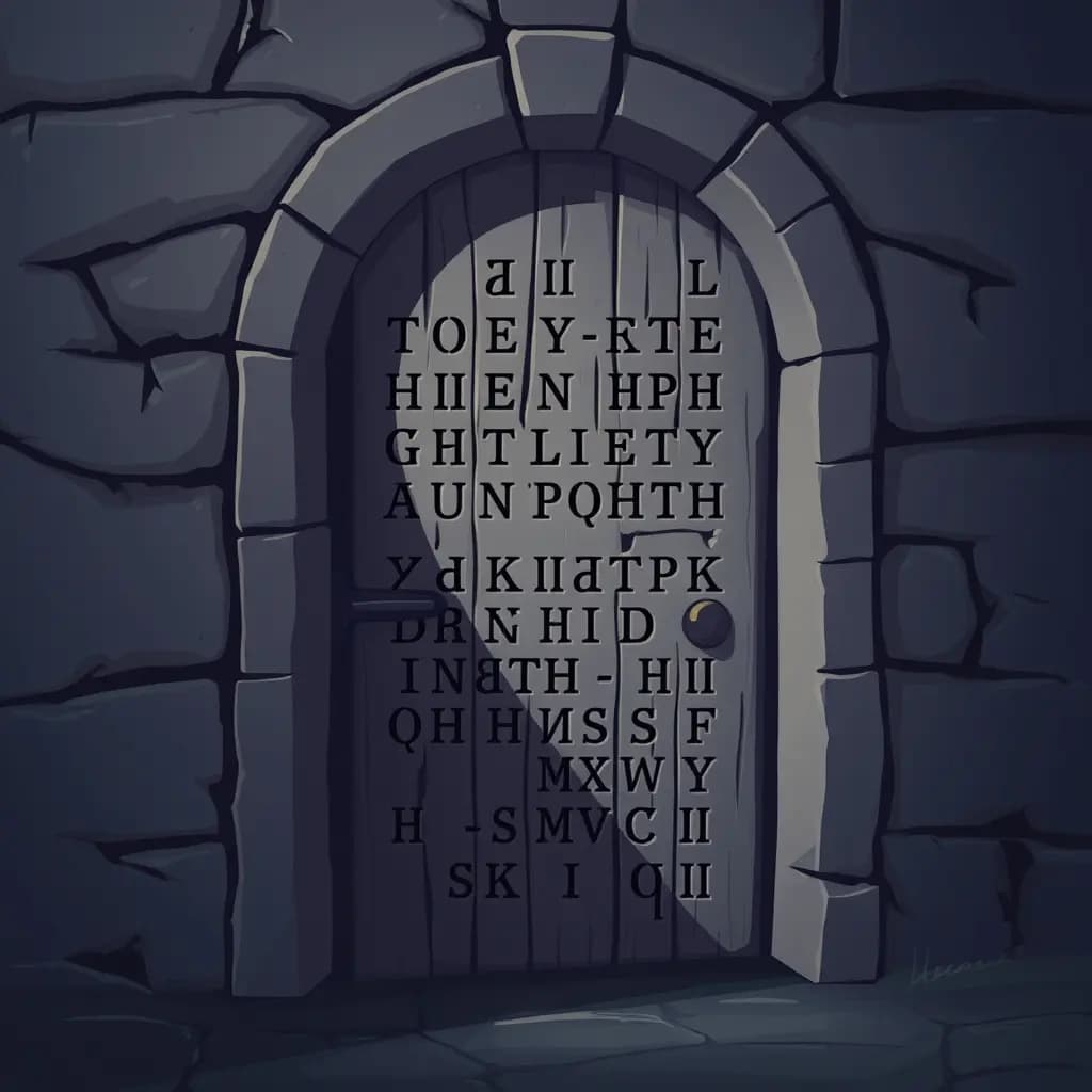 Dream illustration: Mysterious rune-covered door