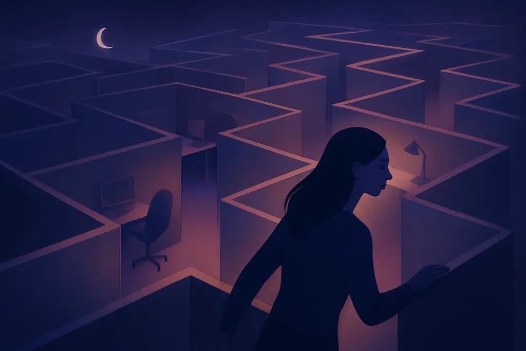 Dream illustration: Navigating an office cubicle maze