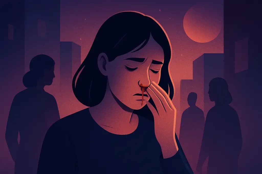 Dream illustration: Nosebleed in public