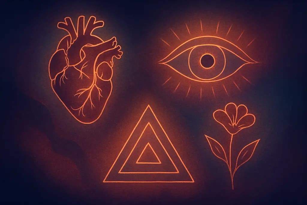 Dream illustration: Objects outlined in shimmering copper