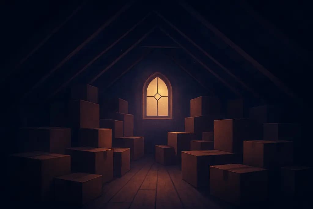 Dream illustration: Old attic full of boxes