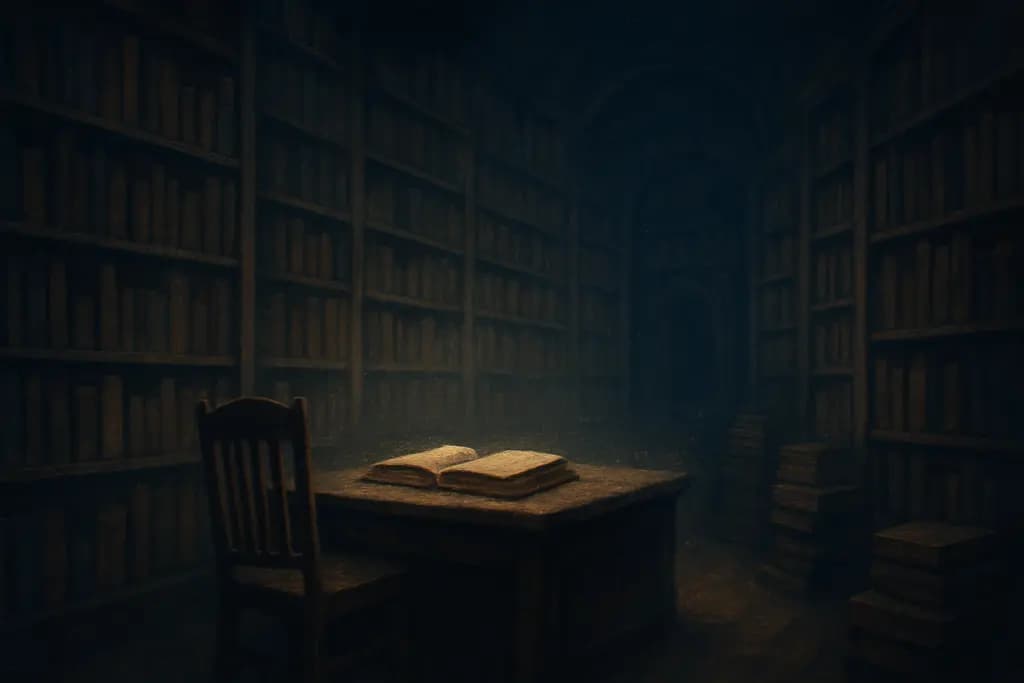 Dream illustration: Old library full of dust