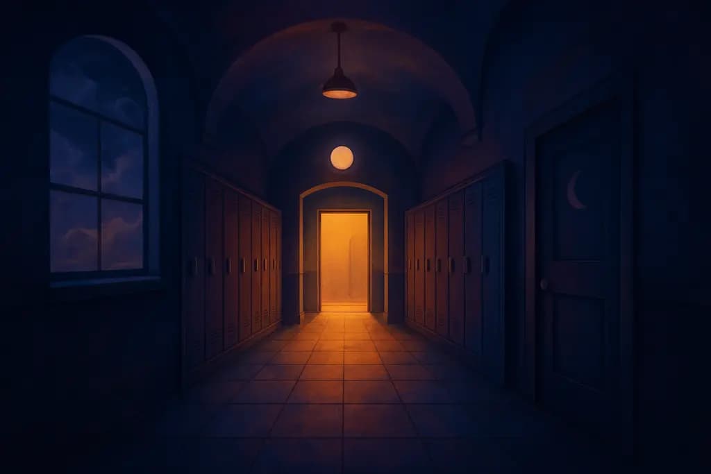 Dream illustration: Old school hallway