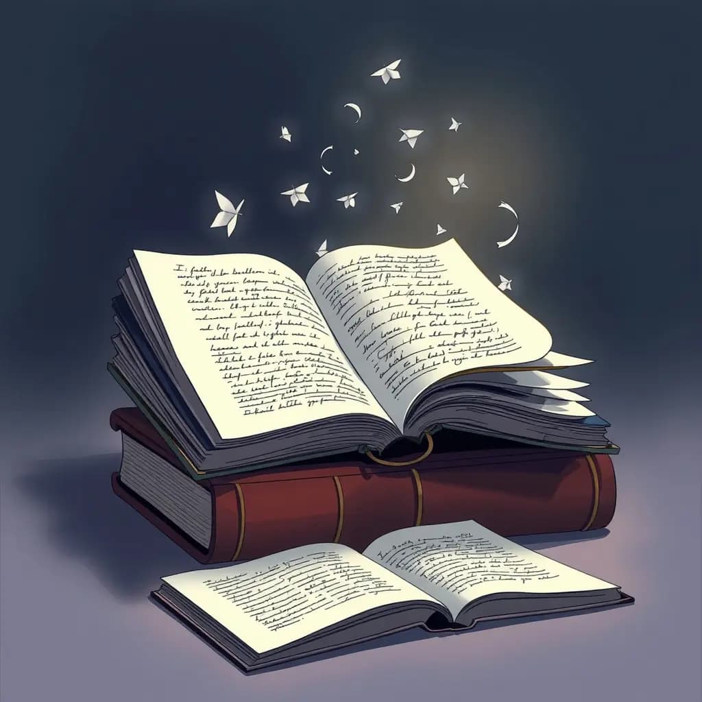 Dream illustration: Old textbooks slowly filling with new notes