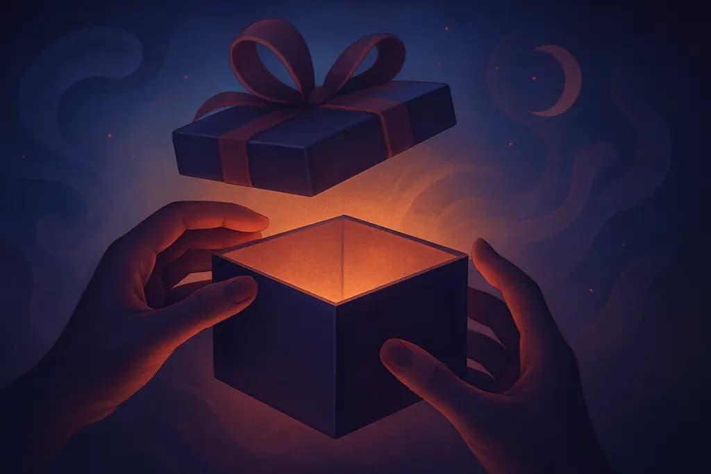 Dream illustration: Opening an empty gift box