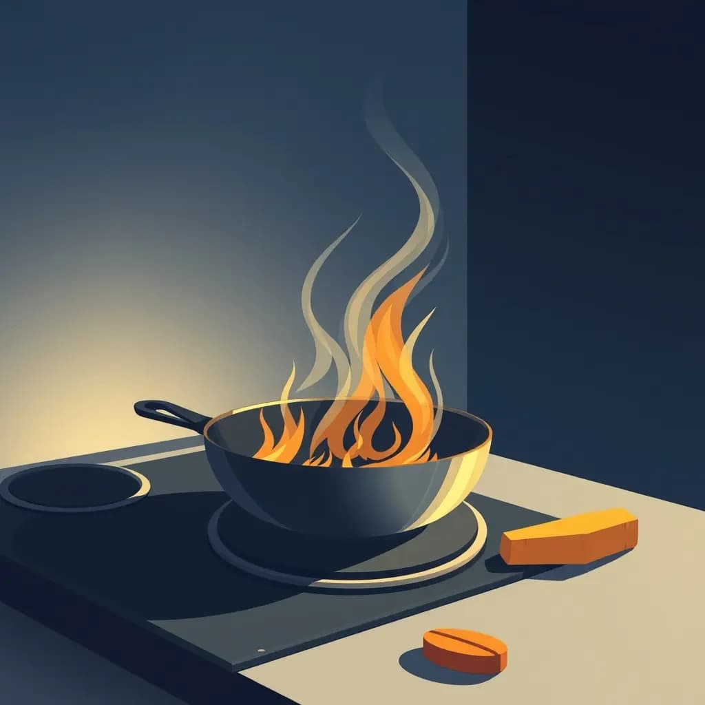 Dream illustration: Pan cooks by itself