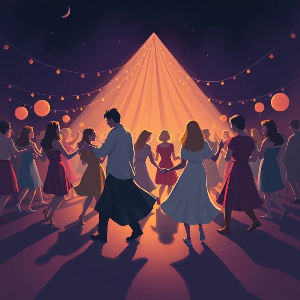 Dream illustration: Parade where everyone dances backward