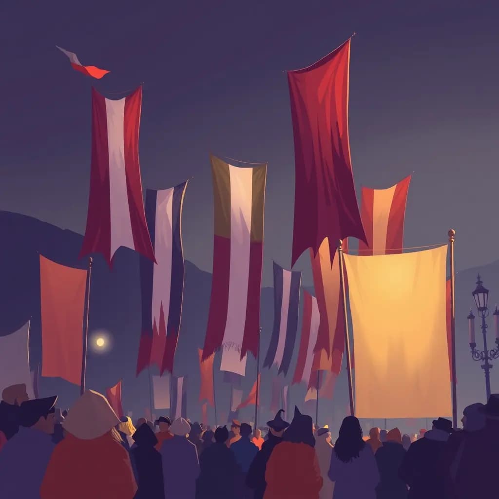 Dream illustration: Parade with mismatched banners
