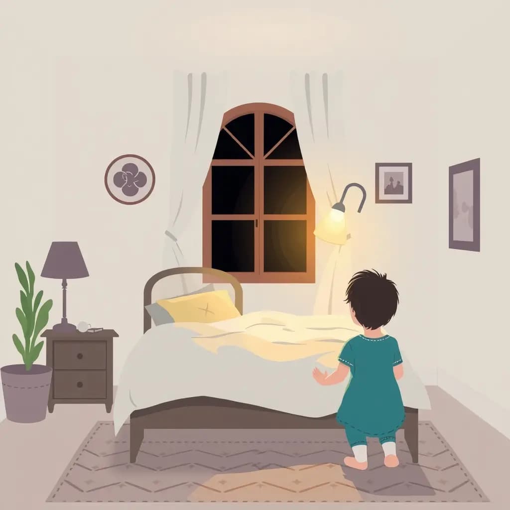 Dream illustration: Parent visiting childhood bedroom
