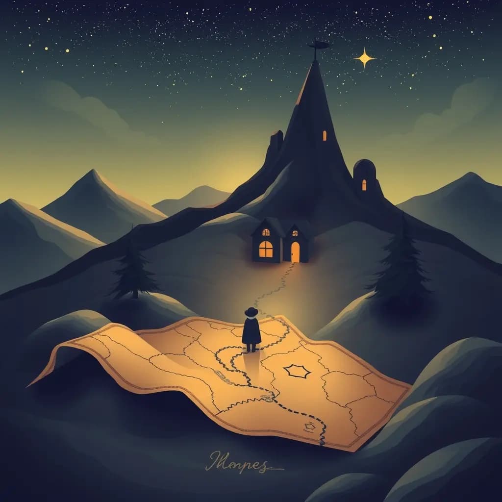 Dream illustration: Pilgrim map leads to home