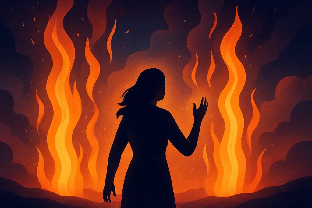 Dream illustration: pillars of fire attacking me