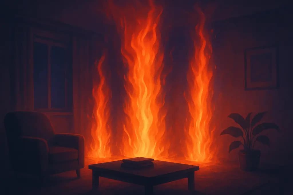 Dream illustration: pillars of fire in my house