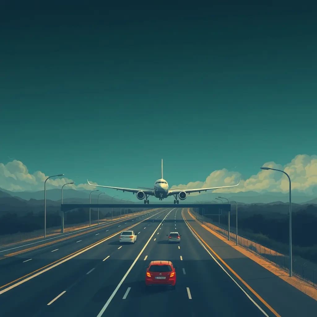 Dream illustration: Plane landing on highway