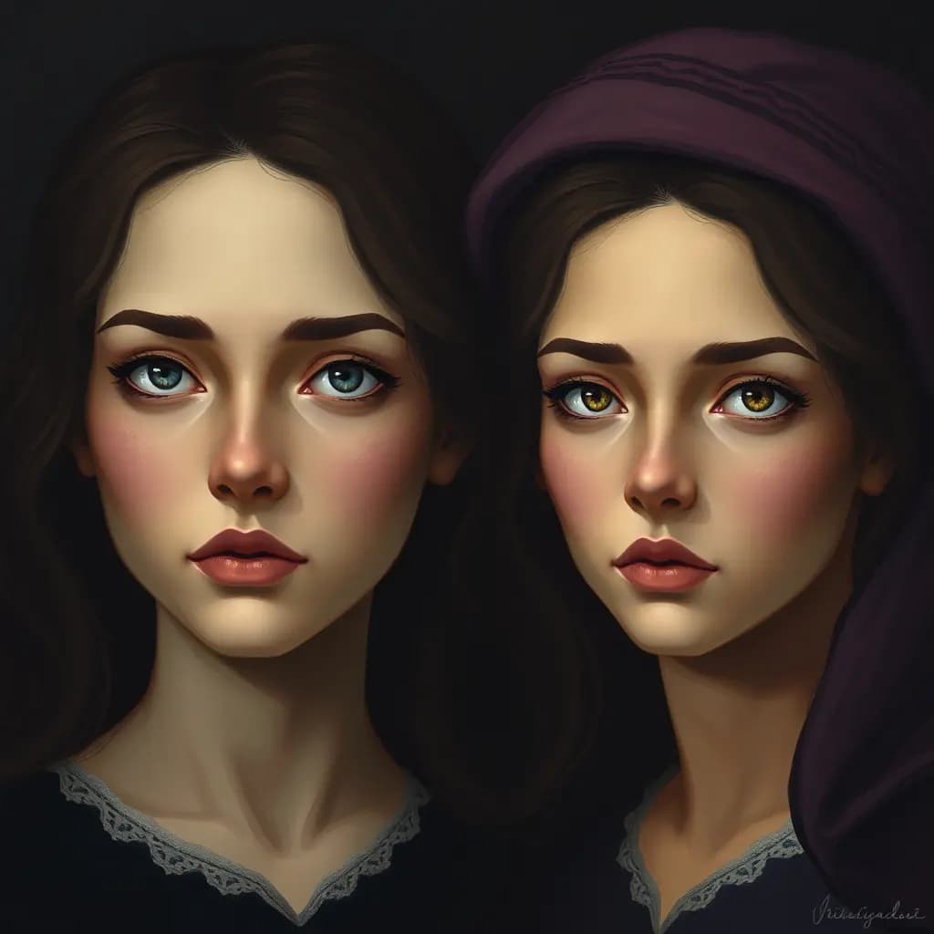 Dream illustration: Portraits blink their eyes