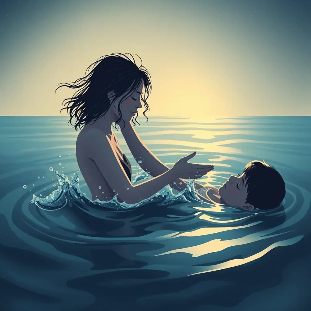 Dream illustration: Pushing someone into water