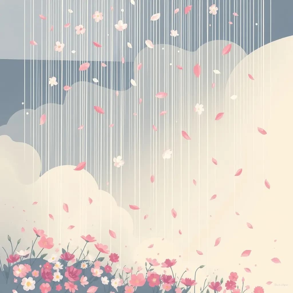 Dream illustration: Rain of flowers or petals