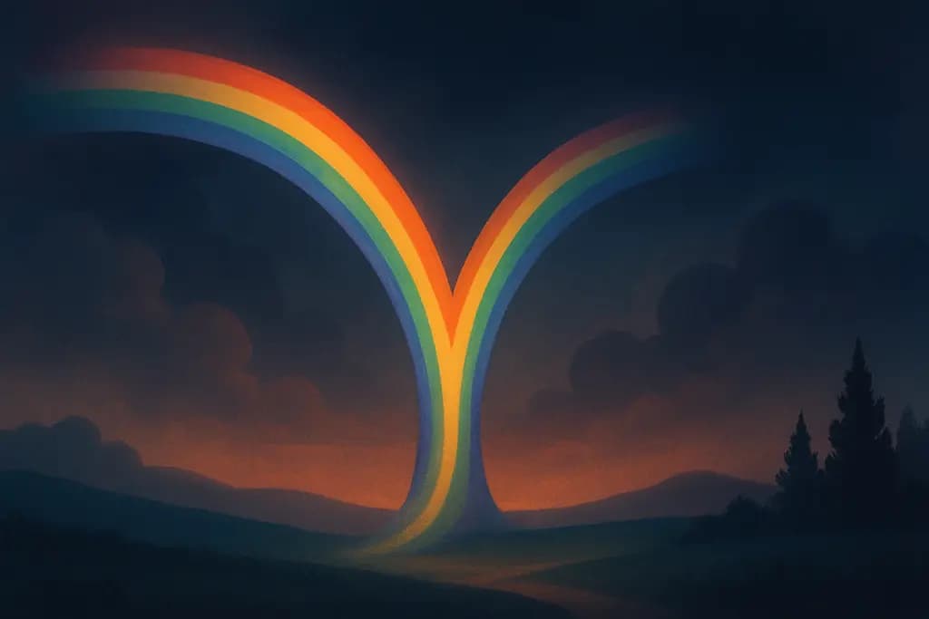 Dream illustration: Rainbow splitting into two