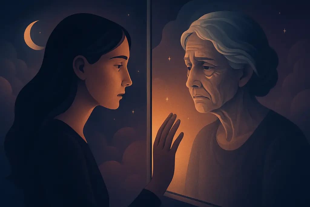 Dream illustration: Rapidly aging reflection