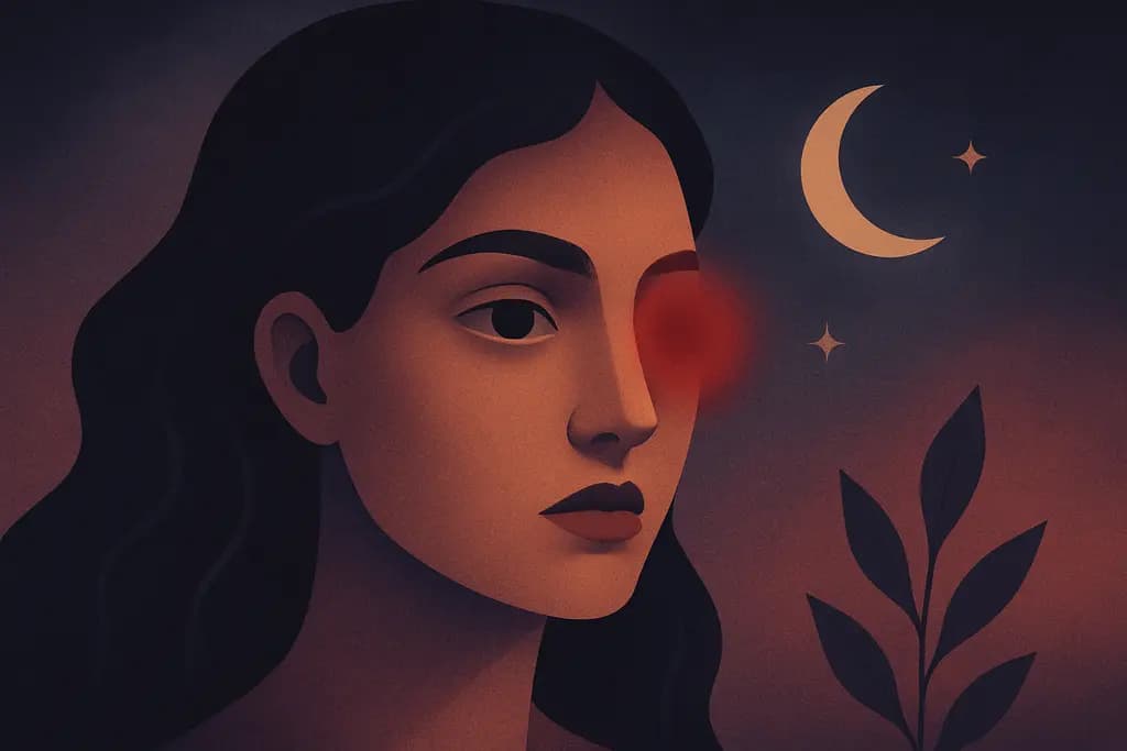 Dream illustration: red blurred vision in one eye