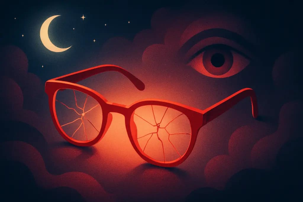 Dream illustration: red broken glasses dream meaning
