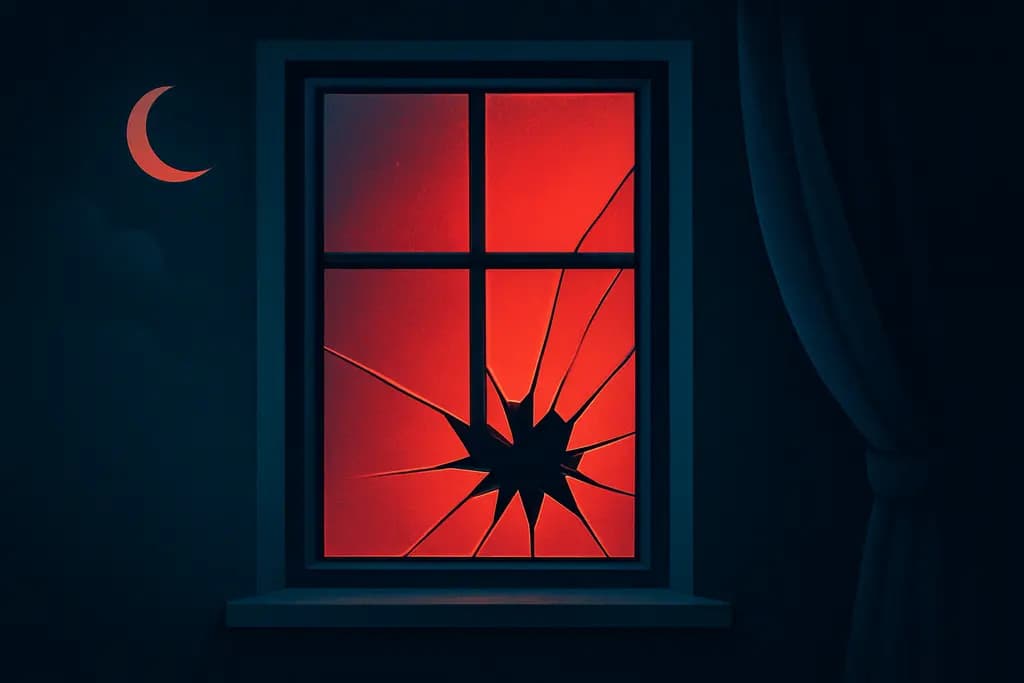 Dream illustration: red broken window