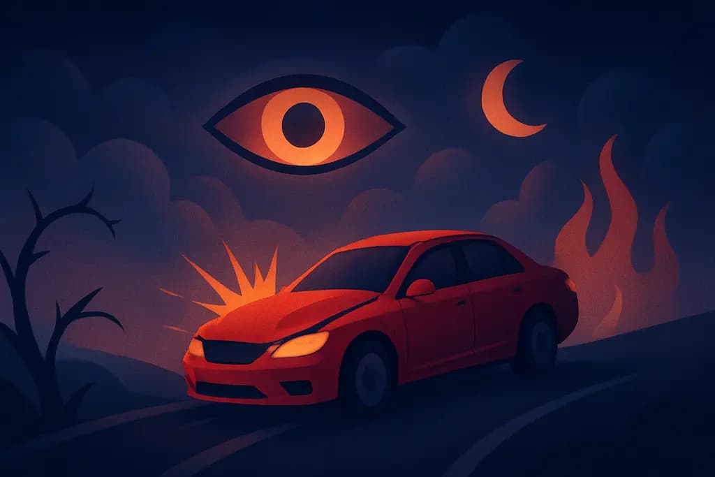 Dream illustration: red car accident dream meaning