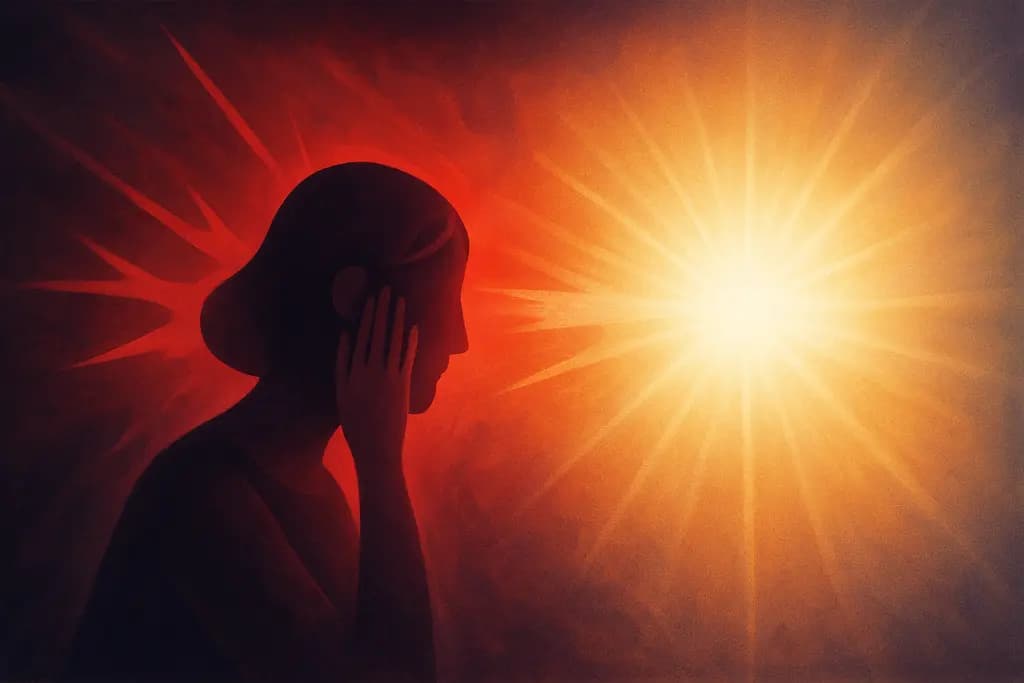 Dream illustration: red flash with sudden blinding white light dream