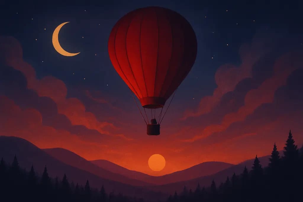 Dream illustration: red hot air balloon ride dream meaning