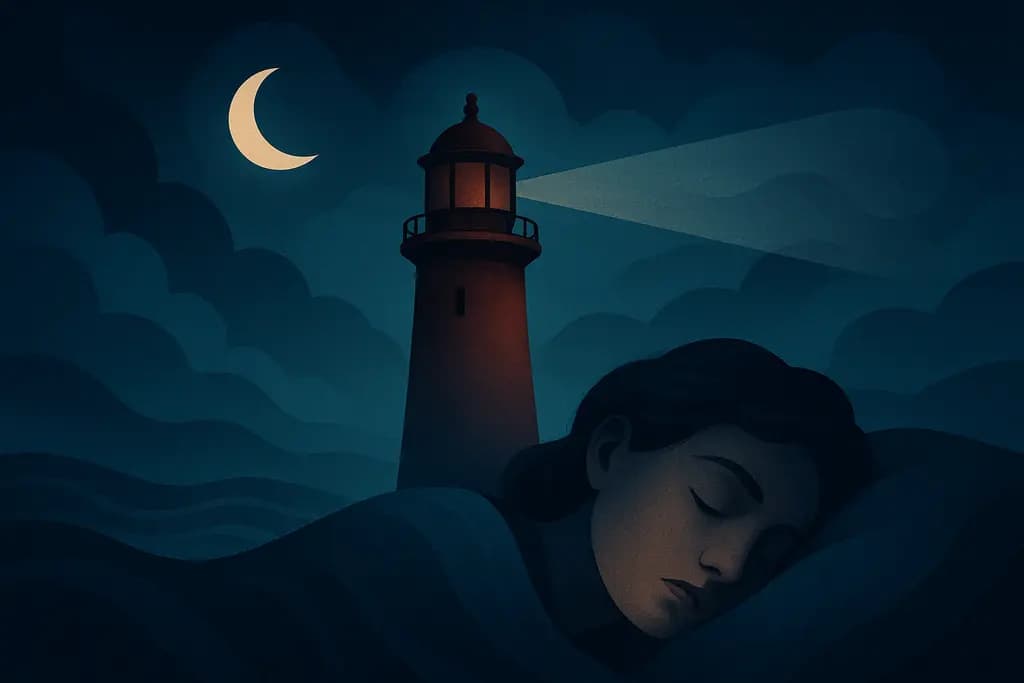 Dream illustration: red lighthouse light goes out in dream