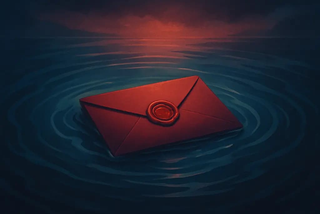 Dream illustration: red sealed letter in water dream meaning