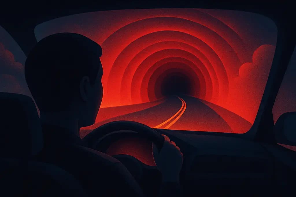 Dream illustration: red tunnel vision while driving dream