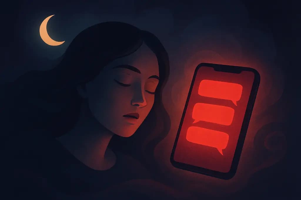 Dream illustration: red unsent text messages in a dream