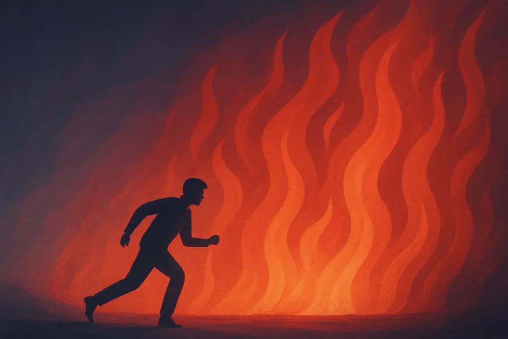 Dream illustration: red walls of fire chasing me