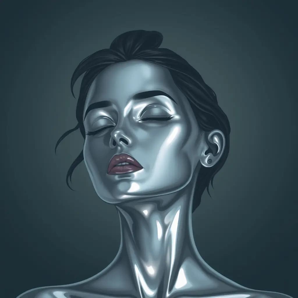 Dream illustration: Reflective skin like metal