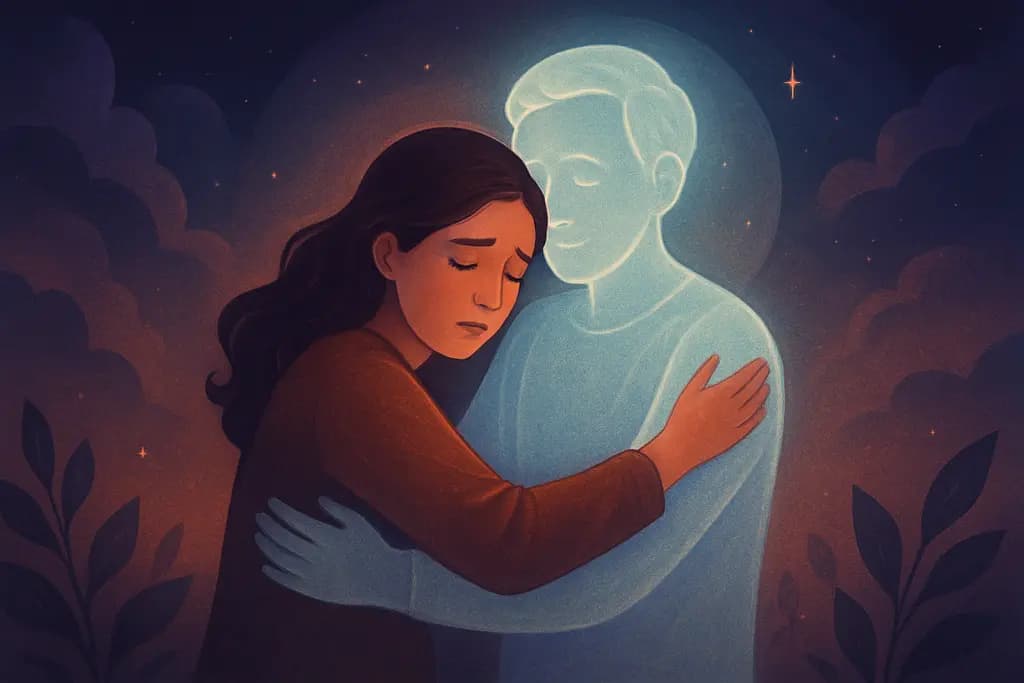 Dream illustration: reuniting with a deceased loved one hugging me